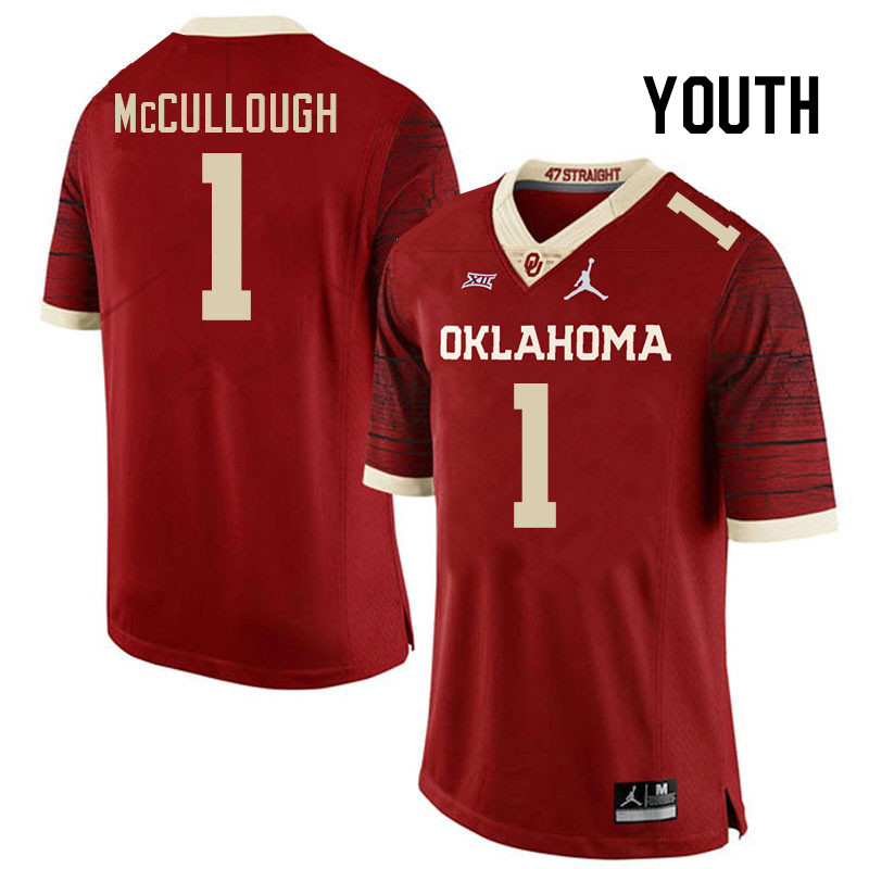 Youth #1 Dasan McCullough Oklahoma Sooners College Football Jerseys Stitched-Retro - Click Image to Close